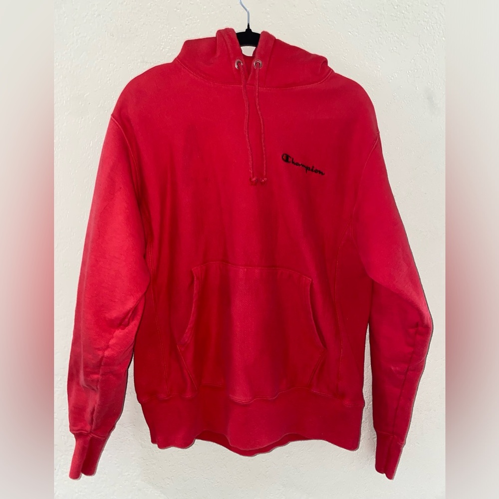 Champion Men's Red and Black Hoodie